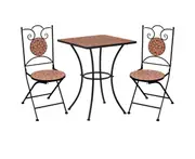 vidaXL 3 Piece Mosaic Bistro Set Ceramic Tile Terracotta