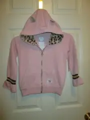 365 Kids Garanimals Pink Gold Sparkle Cuffs Long Sleeve Zip Up Hoodie w/ Ears