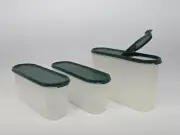 Tupperware Set Of 3 With Green Lids 2400 2401 NOS