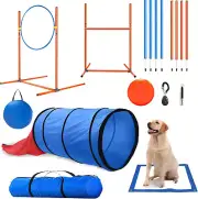Agility Training Set for Dogs-Complete Obstacle Kit with Tunnel,Disc,Poles & Bag