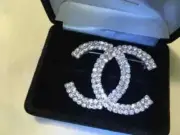 2.40Ct Real Moissanite Round Cut Women's Stylish Brooch 14K White Gold Plated