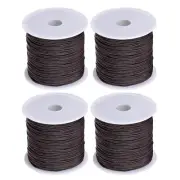 4 Rolls Nylon Beading Thread Knotting Cord 0.8mm 50 Yards Satin String, Coffee