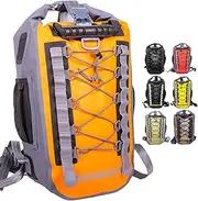 [Rockagator] Hydric 25L Waterproof Backpack - Heavy Duty Dry Bag with Roll-Top Closure for Outdoor Adventures, Floating River, Hunting, Hiking, Canoeing, Kayaking, Rafting or Beach - Sunset Orange