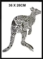 CRAFTBUG STENCIL EXTRA LARGE LAYERING STENCIL 36CM X 26CM ~KANGAROO CODE T7