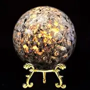 Yooperlite Ball Crystal Ball with Stand Natural Fluorescent Sodalite Sphere Healing Gemstone Globe Room Decor Energy Sphere Rocks Mineral (Fluorescent Sodalite,55-60mm), Orange