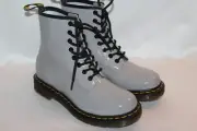 NEW! Dr Doc Martens Zinc Gray Patent Leather LAMPER 1460 Combat Boots Sz 7 9