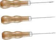 PLAFOPE Leather Sewing Awls Wood Handle 3pcs Set Pricking Tools for Leather Craft for Shoe Repair and Diy Projects