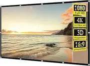 150 Inch 16:9 Portable Foldable Projection Black Edge 3CM Polyester Thin Screen 1080P 3D 4K HD Hight-Density Fabric Video Movie Projector Curtain with Lanyard for Home Theater Backyard Outdoor Indoor