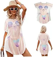 [Wedhapy] Bikini Shirt, Crew Neck Funny Bikini T-Shirt Bathing Suit Cover Up Dress Summer Style Loose Soft and Lightweight Dress for Pool, Beach, Home, XL