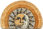 SUJIN Half Round Door Mat,Semi Circle Bathroom Floor Rug,Tarot Sun Moon Rug,Non-Slip Welcome Entrance Way Rug,Absorbent Bath Mat,Microfiber Tufted Indoor Rug for Kitchen Living Room