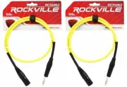 2 Rockville RCXMB3-Y Yellow 3' Male REAN XLR to 1/4'' TRS Balanced Cables