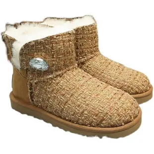 真皮羊毛短筒拼色保暖防滑雪地靴
