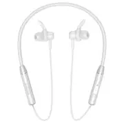 E4 bluetooth 5.0 Neckband Earphone Flexible Sports Wireless Earbuds Magnetic Bass Headphone with Mic WHITE COLOR
