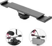 NEEWER Dual Cold Shoe Mount Bracket， Aluminum Alloy Dual Hot Shoe Extension Bar with 1/4" Screw Hole， Compatible with iPhone Nikon Canon Sony DSLR Camera Camcorder LED Video Light Microphone Speedlite
