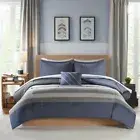 Intelligent Design James Blue/ Grey Complete Bed Set Including Sheets