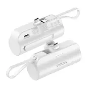 Philips Mini Portable Mobile Charger 4800mAh Power Bank w/ Dual Type-C Port WHT