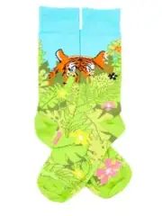 Hidden Tiger in Jungle Women's Crew Socks Size 9-11 Roar Sock Panda Fashion New