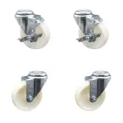 4 Inch SS Nylon Wheel Swivel Bolt Hole Caster Set with 2 Brakes Service Caster