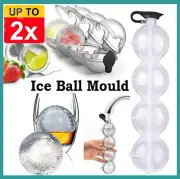 4 Large Ice Ball Maker Cube Tray Big Silicone Mold Sphere Whiskey Round Mould