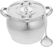 ABOOFAN Stainless Steel Grease Container with Strainer Multi Use Oil Storage Pot for Kitchen Thick and Easy to Clean for Lard and Cooking Oils