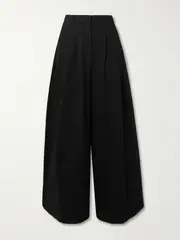 [Posse] Posse - Wesley Pleated Cotton-twill Wide-leg Pants - Black - small small Black
