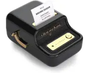 Label Maker Machine Sticker Printer with Tape, Wireless Technology and White Label Paper for Home & Office Organization - Black