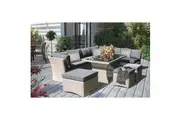 BRIGHTON - 8 Seater Outdoor Wicker Rectangle Table Lounge Set