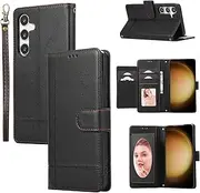 [YocoverTech] for Samsung A25 5G Case,for Galaxy A25 5G Wallet Case[5 Card Slots+a Pocket+Mirror] PU Leather Folio Flip Magnetic Cover-Black