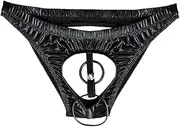 [FEESHOW] Men's Jock Strap Briefs Open Front Underwear with Metal O Ring