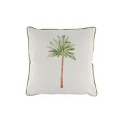 Maine & Crawford St Barts 50x50cm Palm Print Cotton Cushion Pillow White/Green