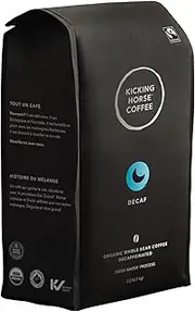 Kicking Horse Coffee Decaf, Swiss Water Process, Dark Roast, Whole Bean, Certified Organic, Fairtrade, Kosher, Black, 35.274 Oz, Pack of 6
