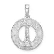 Sterling Silver De-Ani Rhodium-Plated Cape Cod With Lighthouse Circle Pendant
