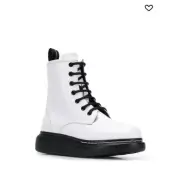 AUTHENTIC Alexander McQueen Women's Leather Combat Boot White Size 10 US 40 Lace