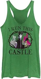 [Disney] Girls Princesses I Run This Castle Women's Fast Fashion Racerback Tank Top