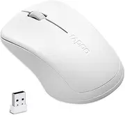 RAPOO 1680 Wireless Mouse, 2.4G Silent Mouse with USB Receiver, Ergonomic Mouse, Optical Mouse, Portable Light Computer Mice for Notebook, PC, Laptop, Computer, Long Battery Life, 1000 DPI,whiite