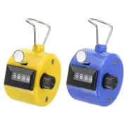2Pcs Clicker Counter,4 Digit Mechanical Handheld Tally Click Counter Yellow-Blue