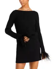 Bcbgmaxazria Feather Trim Long Sleeve Top
