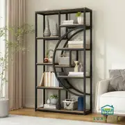 Bookshelf Display Tier Shelf CD DVD Photo Storage Media Rack Plant Ornament Holder Metal Shelving Black Room