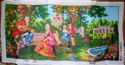 Needlepoint Tapestry Painted Penelope Canvas FRIENDS on a Terrace by GobelinL