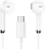 USB C Earphones Headset Headphone Wired Type C Earbuds Mic & Noise Cancelling USBC Ear Air Buds pods for iPhone 16 15 Pro Max, iPad Earpods Samsung Galaxy S25/S24/S23/, Google Pixel LG Moto