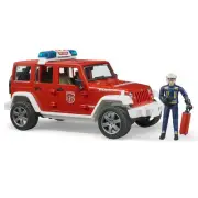1/16 Jeep Wrangler Rubicon Fire Vehicle With Fireman By Bruder 2528