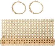 Rattan Webbing Roll, 15.7 Inch x 3.28 Feet Natural Cane Webbing, Open Weave Sheets for DIY Caning Projects (Color A)