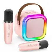 Mini Karaoke Machine for Kids, 2025 Popular Birthday Gifts 2 Mics Pinkcolor