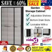 Outdoor Storage Cabinet Lockable Garage Garden Plastic Cupboards with Shelves AU