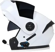 DOT Approved Flip up Anti-Fog Double Visor Helmet Built-in Dual Speaker Bluetooth Modular Motorcycle Full Face Helmet with Microphone for Adult Men and Women