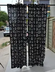 2 Panel Cotton Hand Block Print Curtains for Living Room Bohemian Curtain Drapes