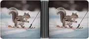 [QSKDLAC] Leather Wallet Slim Durable Credit Card Holder Personalized Skiing Squirrel Printing Wallet For Men & Women Perfect For Work Travel, style, One size, Foldable Pu Wallet, Style, One size