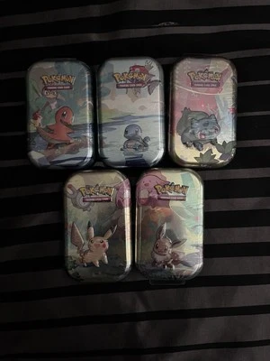 5x 2019 Sun And Moon Kanto Friends Mini Tin Continuous Set SEALED Pokemon TCG