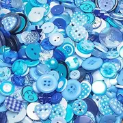 Chenkou Craft Random 100pcs Blue Plastic Buttons Small DIY Sewing Craft Accessory (Mix) (Blue)