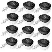 12 Pieces Solar Gutter Lights Outdoor 9 LED Waterproof Gutter Solar Black